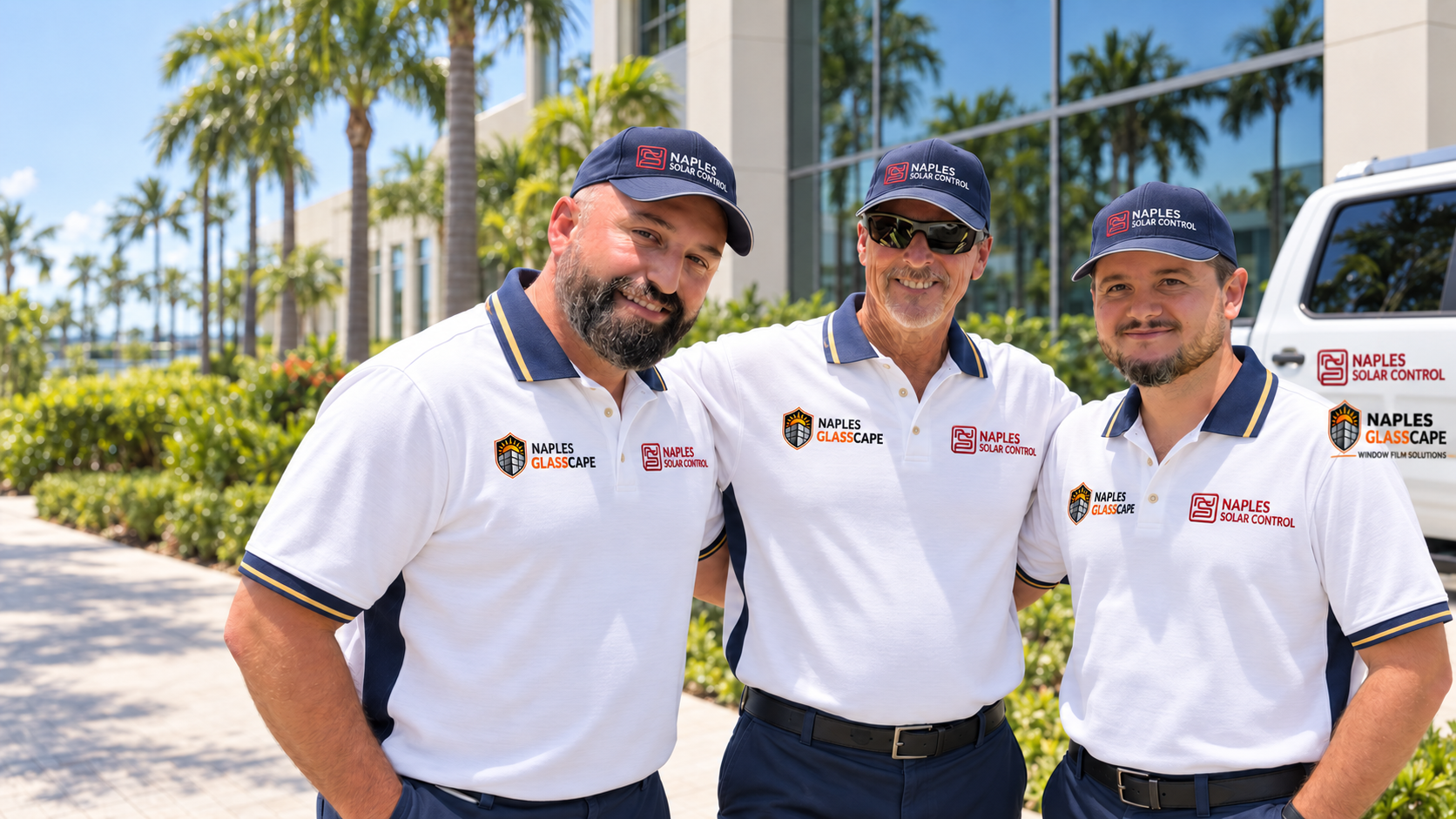 The Naples Solar Control team outside a Southwest Florida building